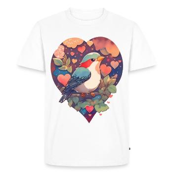 Bird with a heart - Men's Premium Organic T-Shirt - white - Front - Nico (187cm)