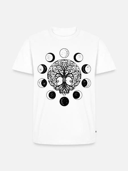 Ygdrassil Mondphasen Witchcraft Occult Lebensbaum - Männer Premium Bio T-Shirt - Weiß