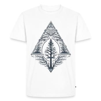 Pagan Tree Fir Teutonic Symbol Triskele Occult - Men's Premium Organic T-Shirt - white - Front - Nico (187cm)