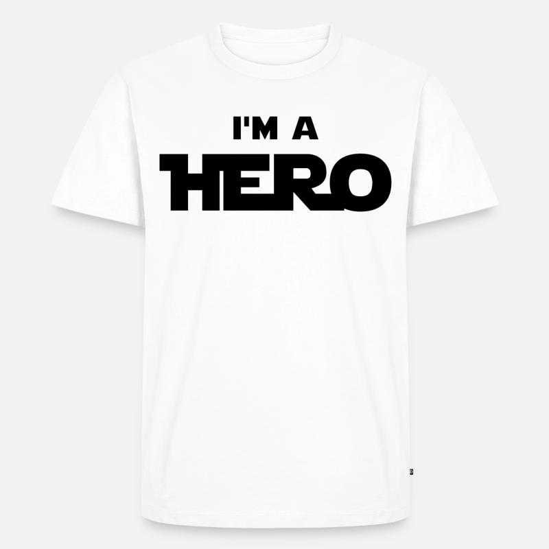 Ich bin ein Held (schwarz) - Männer Premium Bio T-Shirt - Weiß