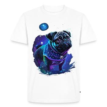 cute pug in mystical nature - Men's Premium Organic T-Shirt - white - Front - Nico (187cm)