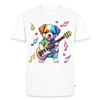 Chiot Rock Star Hound - Arc-en-ciel - T-shirt Premium bio Homme - blanc - Devant - Nico (187cm)