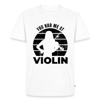 Tu m’avais au violon - T-shirt Premium bio Homme - blanc - Devant - Nico (187cm)