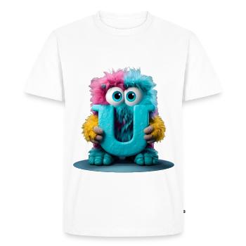 Multicolored Monster Holding Letter U - Men's Premium Organic T-Shirt - white - Front - Nico (187cm)