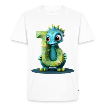 Dragon bleu avec la lettre J de l’alphabet - T-shirt Premium bio Homme - blanc - Devant - Nico (187cm)