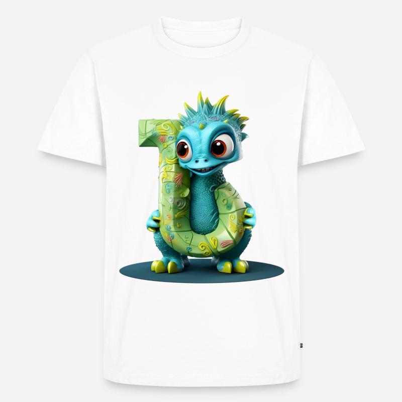 Blauer Drache mit Buchstabe J Alphabet - Männer Premium Bio T-Shirt - Weiß
