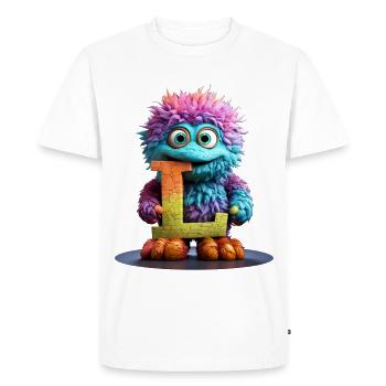Monstre arc-en-ciel avec la lettre L - T-shirt Premium bio Homme - blanc - Devant - Nico (187cm)