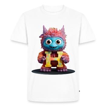 Retour à l’école. Alphabet Lettre H tendre animal en peluche - T-shirt Premium bio Homme - blanc - Devant - Nico (187cm)