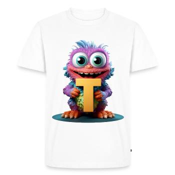 Monstre coloré avec la lettre T - T-shirt Premium bio Homme - blanc - Devant - Nico (187cm)