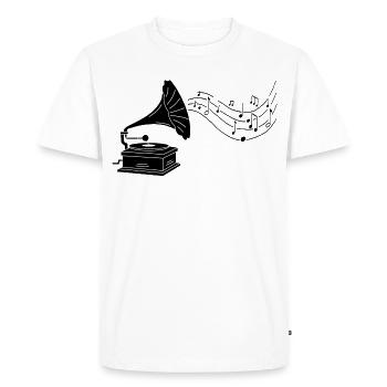 Black gramophone and music - Men's Premium Organic T-Shirt - white - Front - Nico (187cm)