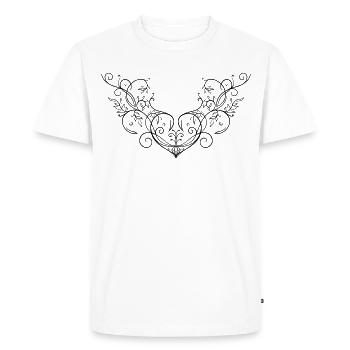 Heart Leaves Ornament Tattoo Flourish - Men's Premium Organic T-Shirt - white - Front - Nico (187cm)