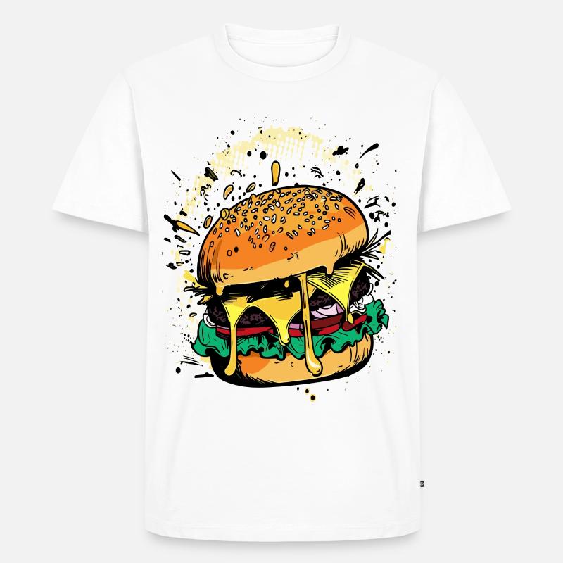 Cheeseburger Comic Burger - Männer Premium Bio T-Shirt - Weiß