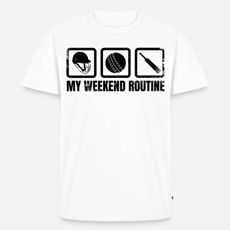 Cricket Spieler Wochenendroutine - Männer Premium Bio T-Shirt - Weiß