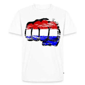 Holland Flag Hand Fist Used - Men's Premium Organic T-Shirt - white - Front - Nico (187cm)