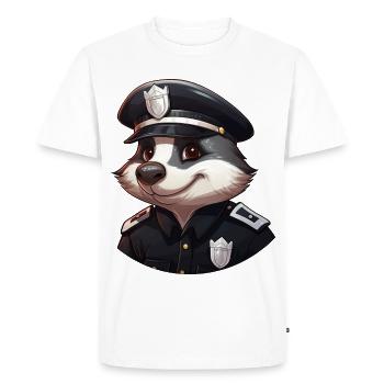 Policière blaireau - T-shirt Premium bio Homme - blanc - Devant - Nico (187cm)