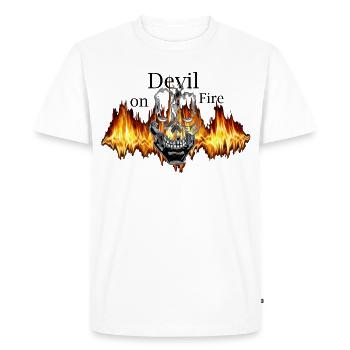 Devil on Fire Skull Flame - Men's Premium Organic T-Shirt - white - Front - Nico (187cm)