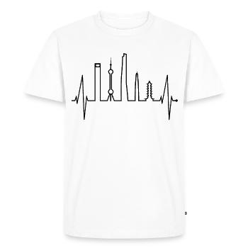 Shanghai Skyline Heartbeat Chine J’aime Shanghai - T-shirt Premium bio Homme - blanc - Devant - Nico (187cm)
