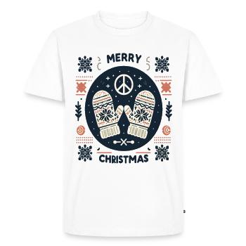 Joyeux Noël laid Noël Peace Sweater - T-shirt Premium bio Homme - blanc - Devant - Nico (187cm)