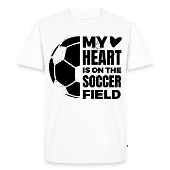 Mon cœur est sur le terrain de football - T-shirt Premium bio Homme - blanc - Devant - Nico (187cm)