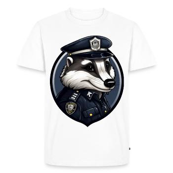 Badger Police - Men's Premium Organic T-Shirt - white - Front - Nico (187cm)