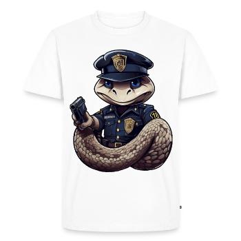 Policier serpent - T-shirt Premium bio Homme - blanc - Devant - Nico (187cm)
