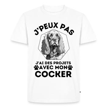 j ai des projets avec mon cocker chien mignon 2 - T-shirt Premium bio Homme - blanc - Devant - Nico (187cm)