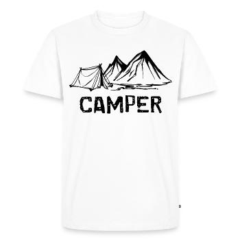 Campeur, Montagnes, Dicton, Camping, Randonneur, Nature - T-shirt Premium bio Homme - blanc - Devant - Nico (187cm)