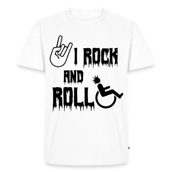Je me balance et me roule dans mon fauteuil roulant. Roller, musique * - T-shirt Premium bio Homme - blanc - Devant - Nico (187cm)