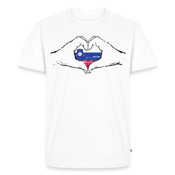 Drapeau de la Slovénie en forme de coeur utilisé - T-shirt Premium bio Homme - blanc - Devant - Nico (187cm)