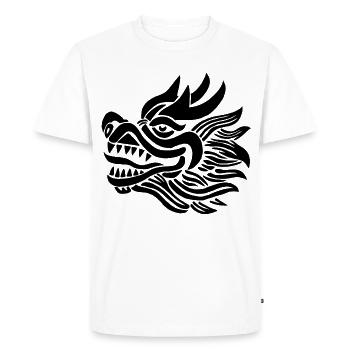 Chinese Dragon Head (Black) - Men's Premium Organic T-Shirt - white - Front - Nico (187cm)