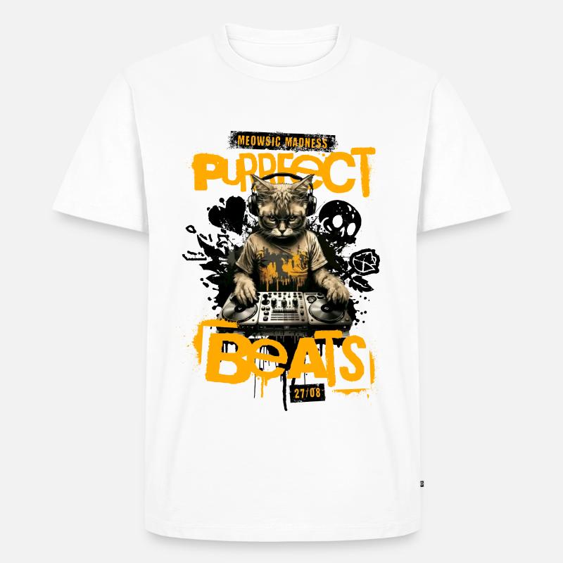 KatzenDJ Beats Graffiti - Männer Premium Bio T-Shirt - Weiß