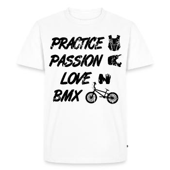 Passion Love BMX - Men's Premium Organic T-Shirt - white - Front - Nico (187cm)