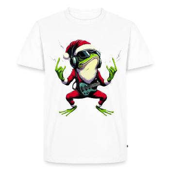 Christmas Frog Metal Greeting - Men's Premium Organic T-Shirt - white - Front - Nico (187cm)