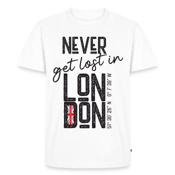 Ne vous perdez jamais à Londres - T-shirt Premium bio Homme - blanc - Devant - Nico (187cm)