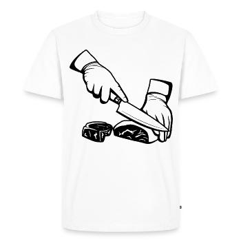 Découpe de la viande - T-shirt Premium bio Homme - blanc - Devant - Nico (187cm)