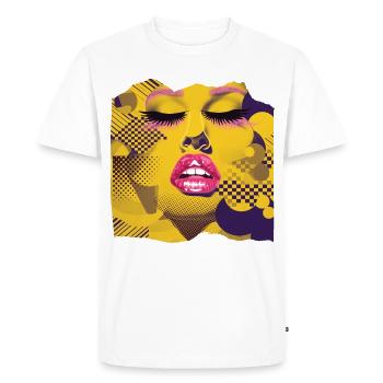 Pop Art Yellow and Pink - Men's Premium Organic T-Shirt - white - Front - Nico (187cm)