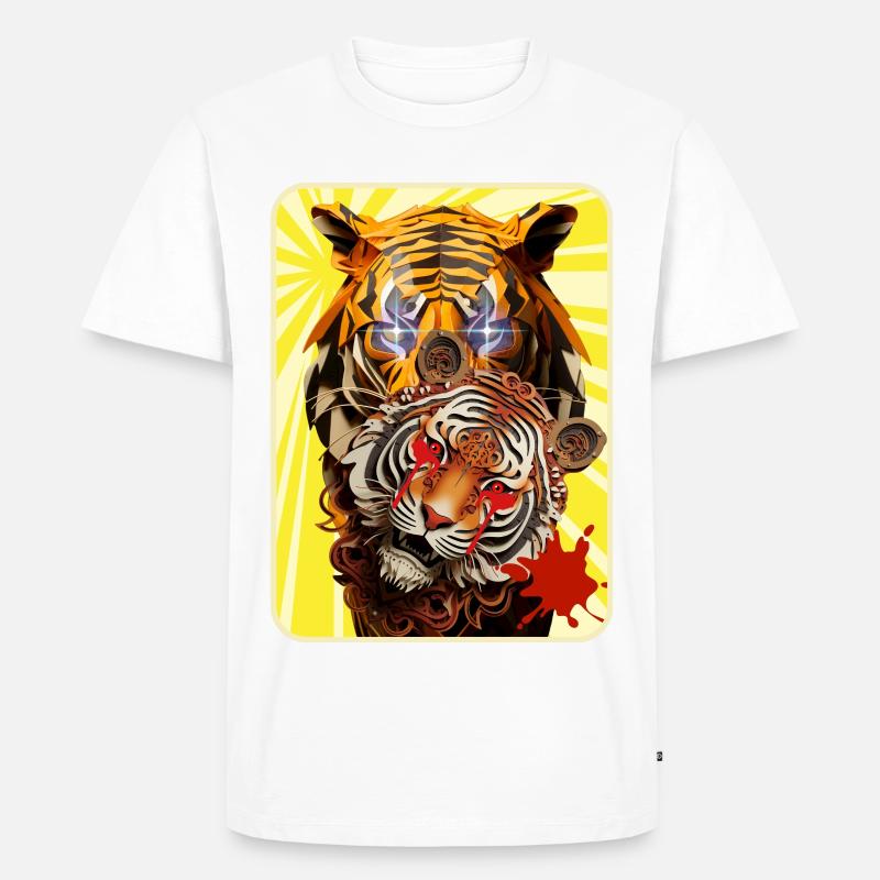 Tiger und Löwe - Männer Premium Bio T-Shirt - Weiß