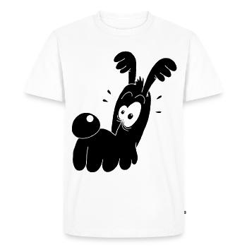 Chien noir rigolo - T-shirt Premium bio Homme - blanc - Devant - Nico (187cm)