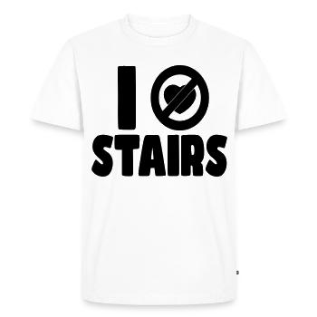 Je déteste les escaliers. Je déteste les escaliers. Humour en fauteuil roulant * - T-shirt Premium bio Homme - blanc - Devant - Nico (187cm)