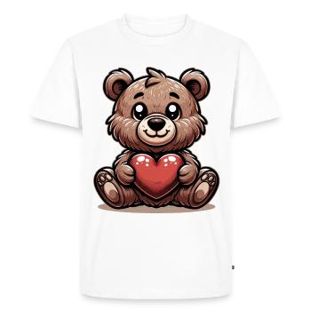 Valentine's Day Cuddly Bear: Cute Brown Teddy - Men's Premium Organic T-Shirt - white - Front - Nico (187cm)