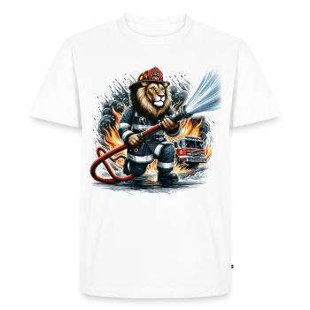 Camion de pompier Lion cadeau - T-shirt Premium bio Homme - blanc - Devant - Nico (187cm)