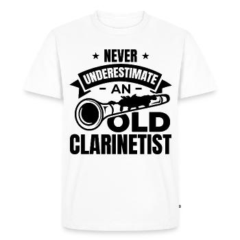Grand-père clarinettiste - T-shirt Premium bio Homme - blanc - Devant - Nico (187cm)