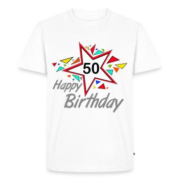 50th Birthday , 50 Years Happy Birthday Star (25) - Men's Premium Organic T-Shirt - white - Front - Nico (187cm)