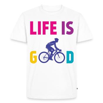 Cyclisme - La vie est belle - T-shirt Premium bio Homme - blanc - Devant - Nico (187cm)