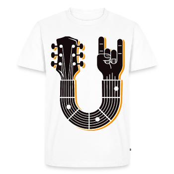 Bold Guitar Neck Hand Sign Design - Men's Premium Organic T-Shirt - white - Front - Nico (187cm)