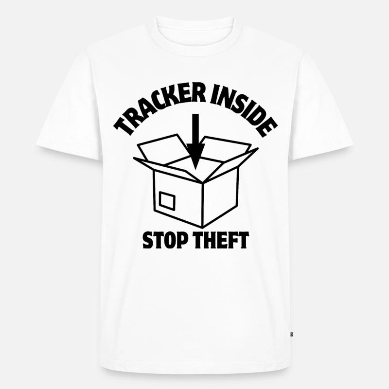 Security, Parcel Lock, Inside Tracker - Men's Premium Organic T-Shirt - white