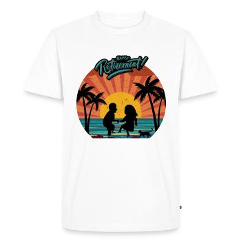Guesthouse couple dancing happily sunset palm trees - Men's Premium Organic T-Shirt - white - Front - Nico (187cm)