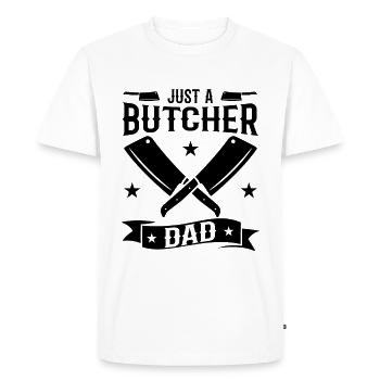 Butcher Dad - Men's Premium Organic T-Shirt - white - Front - Nico (187cm)