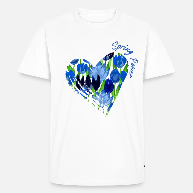 Blue Tulip Heart: Spring Power - Männer Premium Bio T-Shirt - Weiß