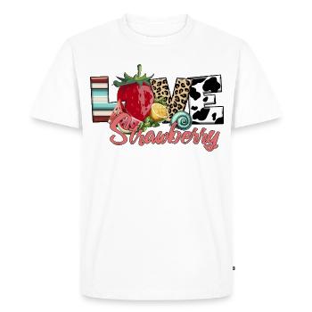 Amour Fraise Fraise Amour Fruit - T-shirt Premium bio Homme - blanc - Devant - Nico (187cm)